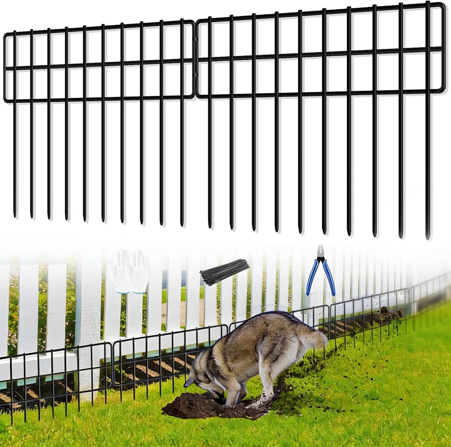 42.5ft(L) x 13in(H) Animal Barrier Fence, 30 Panels No Dig Fence, Garden Fence Barrier for Bottom, Rabbit Fence for Garden, Dog Fences Barrier, Rustproof Metal Fences Border for Outdoor