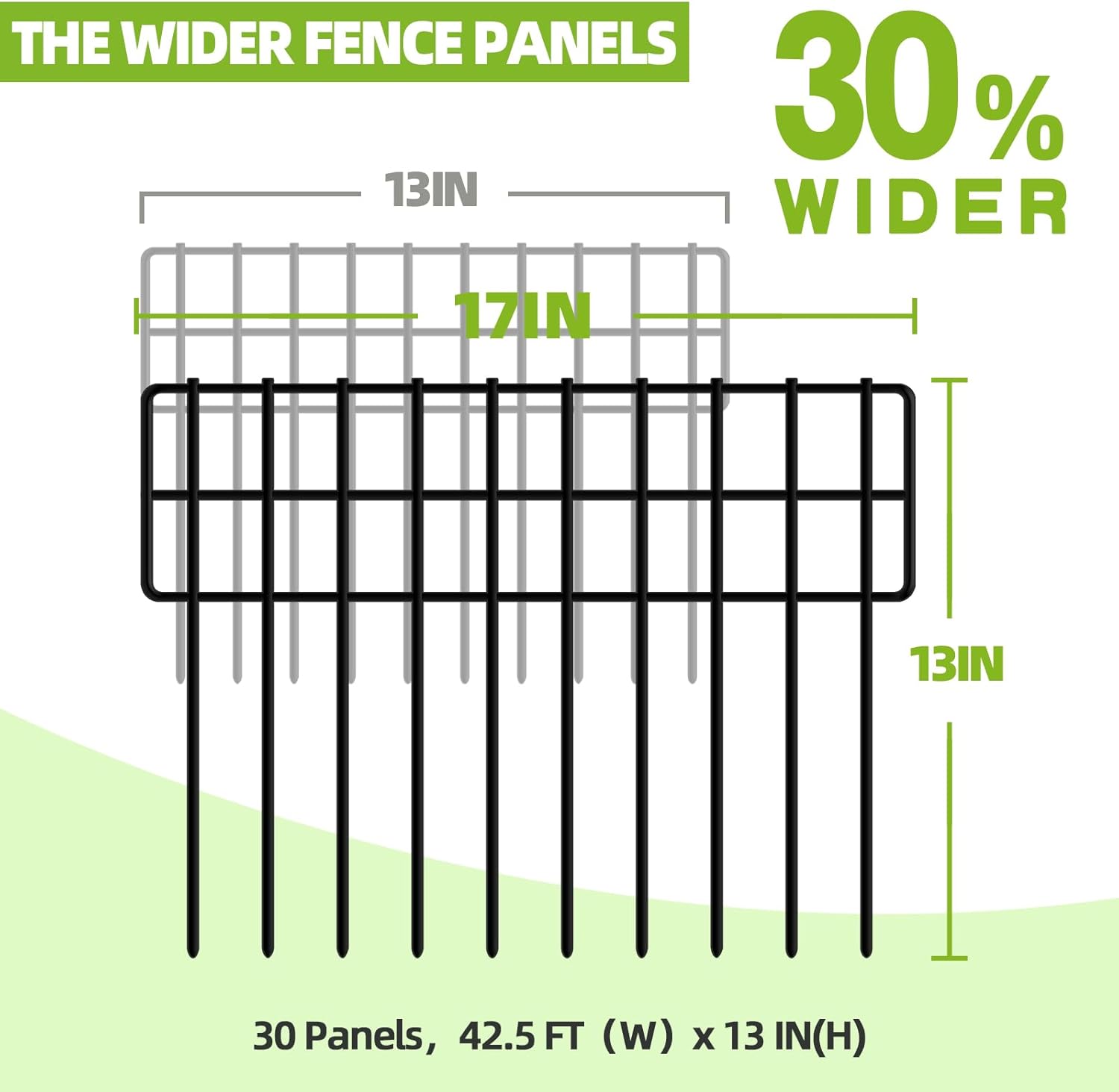 42.5ft(L) x 13in(H) Animal Barrier Fence, 30 Panels No Dig Fence, Garden Fence Barrier for Bottom, Rabbit Fence for Garden, Dog Fences Barrier, Rustproof Metal Fences Border for Outdoor - Image 2
