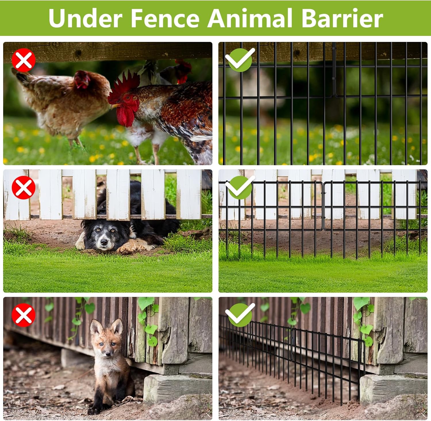 42.5ft(L) x 13in(H) Animal Barrier Fence, 30 Panels No Dig Fence, Garden Fence Barrier for Bottom, Rabbit Fence for Garden, Dog Fences Barrier, Rustproof Metal Fences Border for Outdoor - Image 6