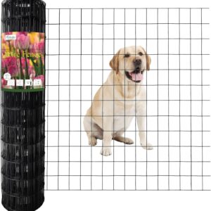 FOREHOGAR Black PVC Coated Welded Wire Fence 36 Inch x 50 Foot, 2 Inch x 3 Inch 16GA, Garden Border Fencing Roll Vinyl Coating Metal Wire Mesh for Yard Vegetable Plant Protection Poultry Netting