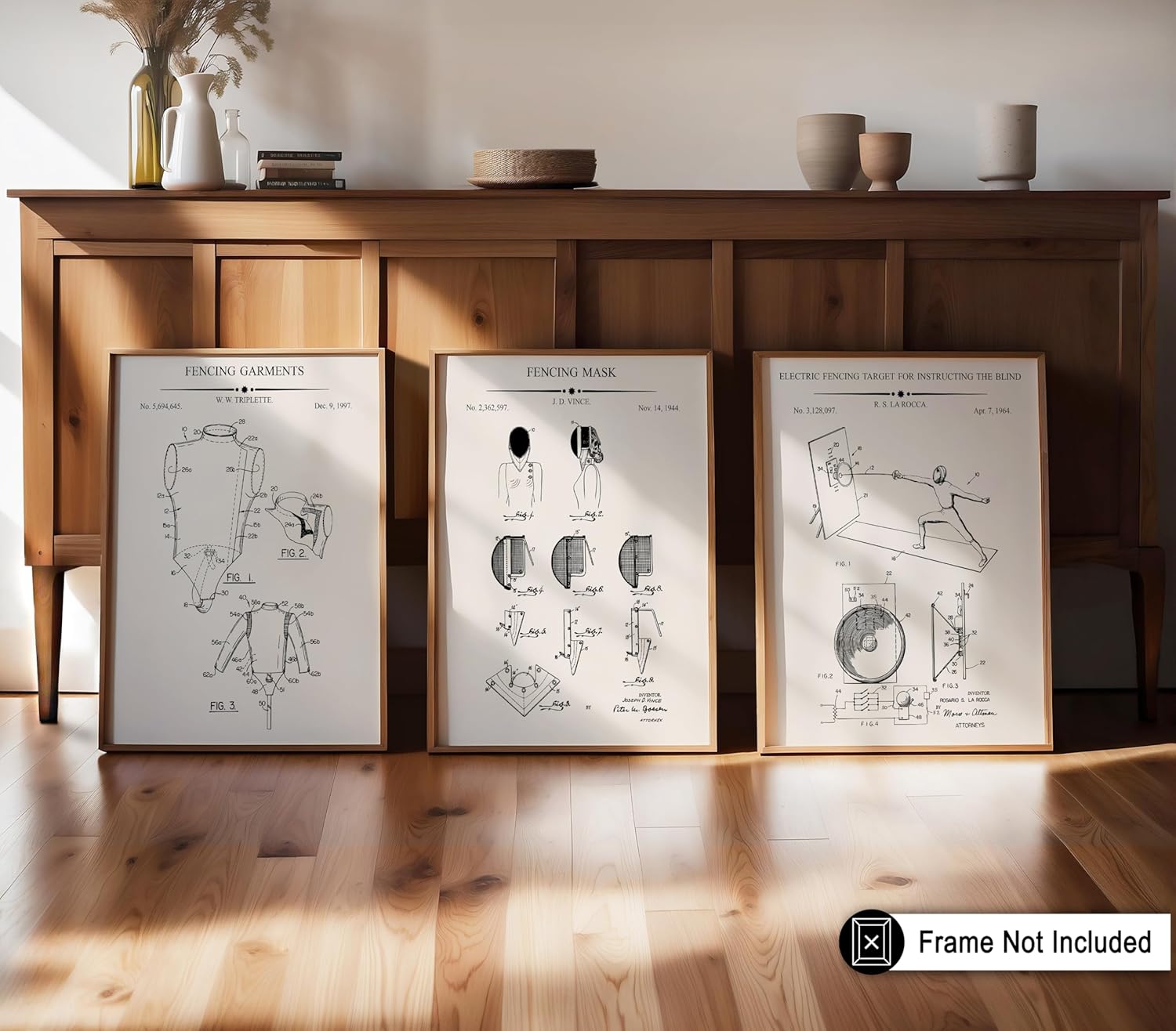 Poster Master 3-Piece Fencing Garment Patent Print - Fencing Blueprint Poster - Sports Mask & Target Art - Technical Drawing Wall Design - Great Gym or Office Decor - 8x10 UNFRAMED Wall Art - Image 4