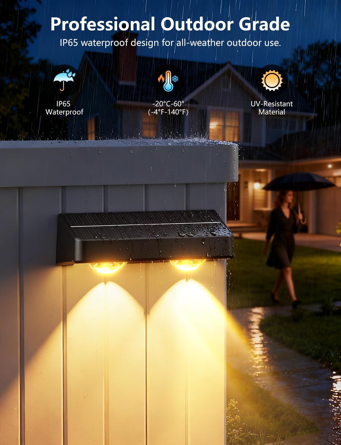 Solar Fence Lights 8 Pack 9 Colors & 11 Lighting Modes Solar Wall Lights Outdoor Waterproof IP65 RGB Color Changing Fence Lights Solar Powered for Garden Yard Patio Deck Step Patio Wall - Image 3